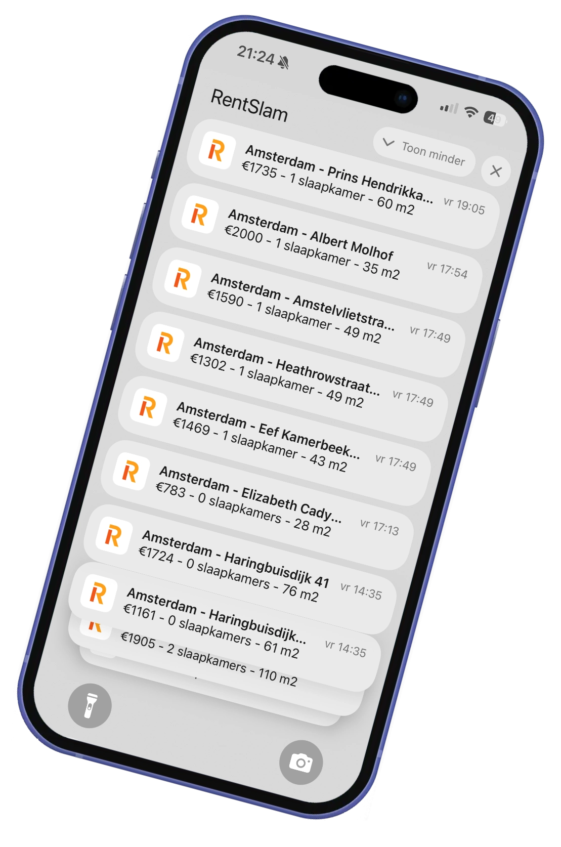 RentSlam mobiele webapp met directe huuralerts