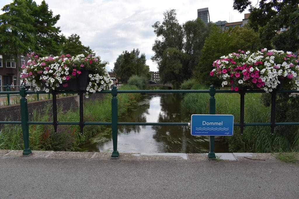 Dommel river in Eindhoven Gestel with green banks and nature